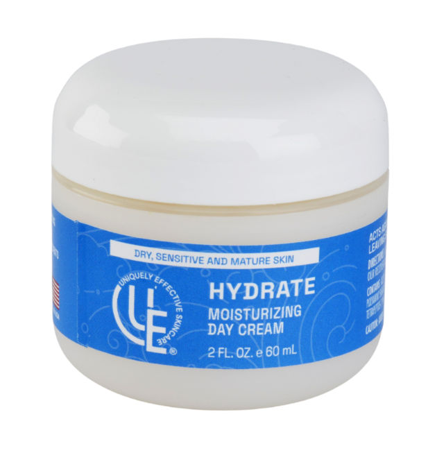 2 oz. jar of Uniquely Effective Skincare’s Hydrate Moisturizing Day Cream that is a rich, velvety cream  ideal for dry, sensitive, and mature skin, helping restore hydration, firmness, and visible radiance with each use.