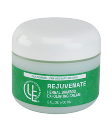 Rejuvenate Herbal Bamboo Exfoliating Cream – natural exfoliant with bamboo extract, chamomile, and mango butter to smooth, refine, and brighten skin.