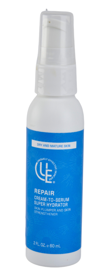 Repair Cream-to-Serum Super-Hydrator – lightweight gel-cream with hyaluronic acid, peptides, and ginseng to hydrate, plump, and visibly renew skin.