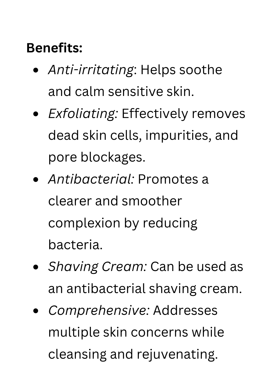 list of benefits of Clarify Deep Pore Cleanser for oily and blemished skin by Uniquely Effective Skincare 