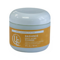 4 ounce jar of Uniquely Effective Skincare's Radiance Exfoliating Cleanser with yellow label on a white background for Normal and Normal-to-oily skin
