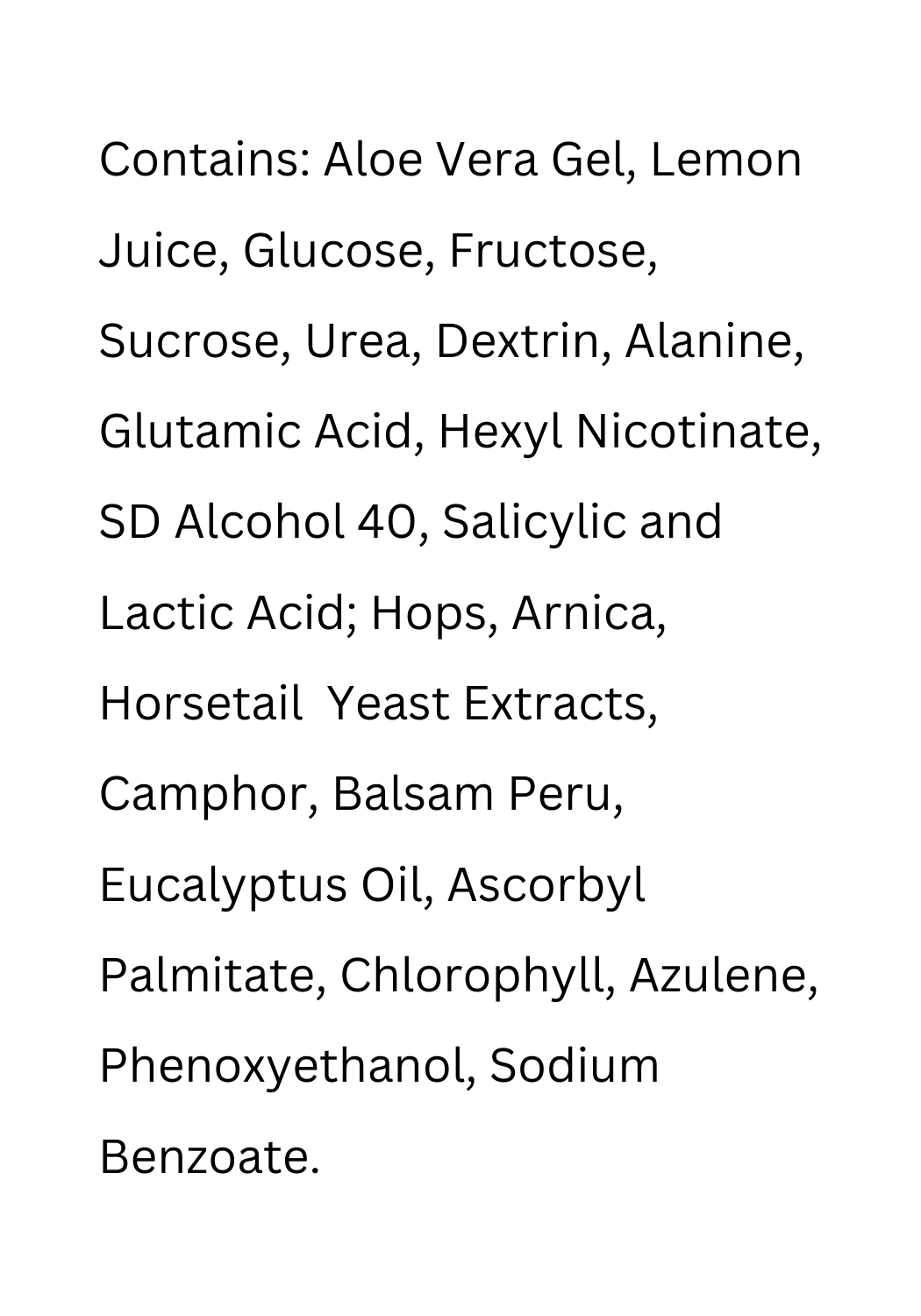 List of Ingredients for Reduce Bacteria Fighting Astringent for combination and oily skin by Uniquely Effective Skincare"