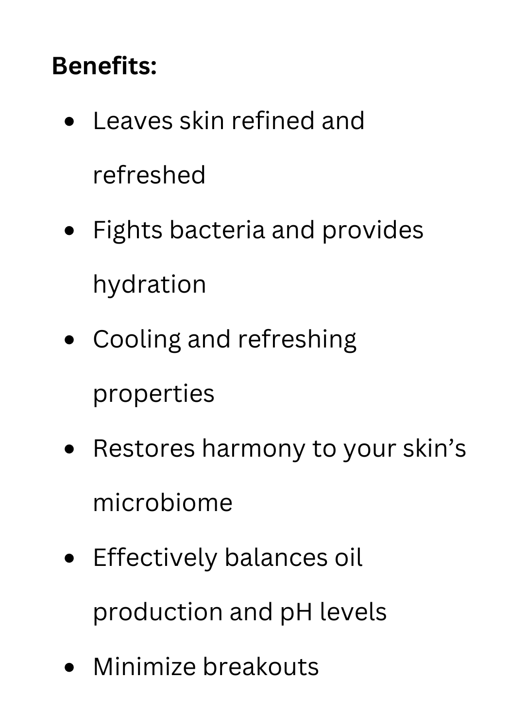 List of benefits of Refresh Anti-Inflammatory Astringent for normal, combination, and oily skin by Uniquely Effective Skincare