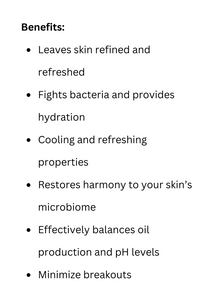 List of benefits of Refresh Anti-Inflammatory Astringent for normal, combination, and oily skin by Uniquely Effective Skincare