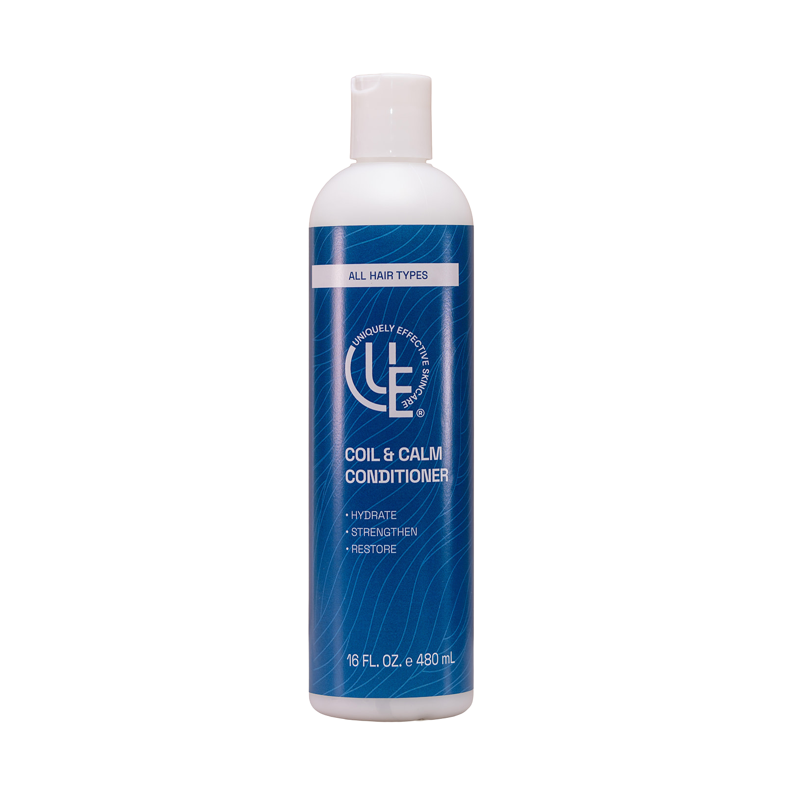 16 oz, Bottle of Coil & Calm Conditioner for thick, coily, and high porosity hair—deeply hydrating formula enriched with botanical oils, sea minerals, and slip-enhancing ingredients.