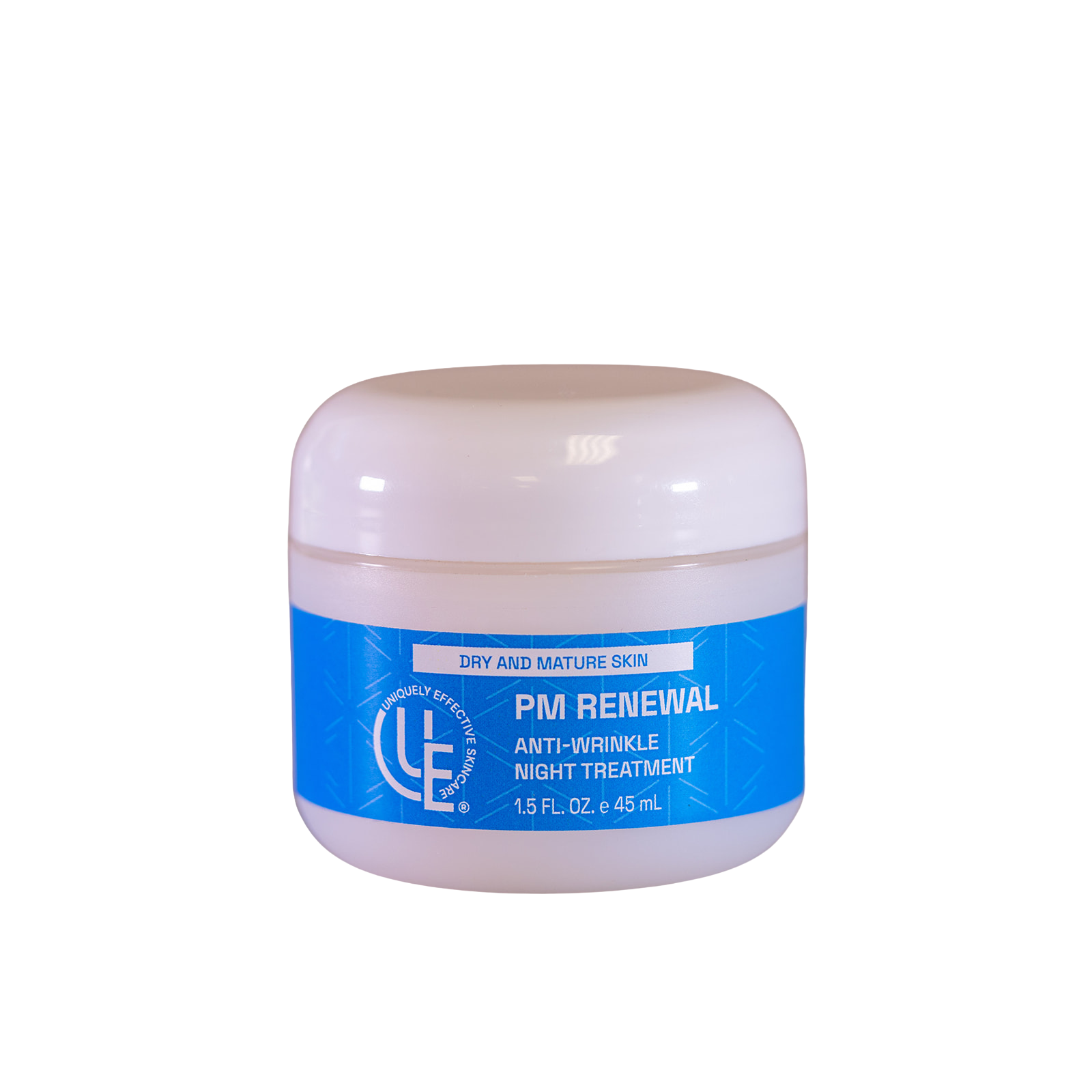PM Renewal Night Cream – Velvety night cream texture for dry, mature skin 1.5 oz jar on white background