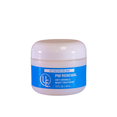 PM Renewal Night Cream – Velvety night cream texture for dry, mature skin 1.5 oz jar on white background