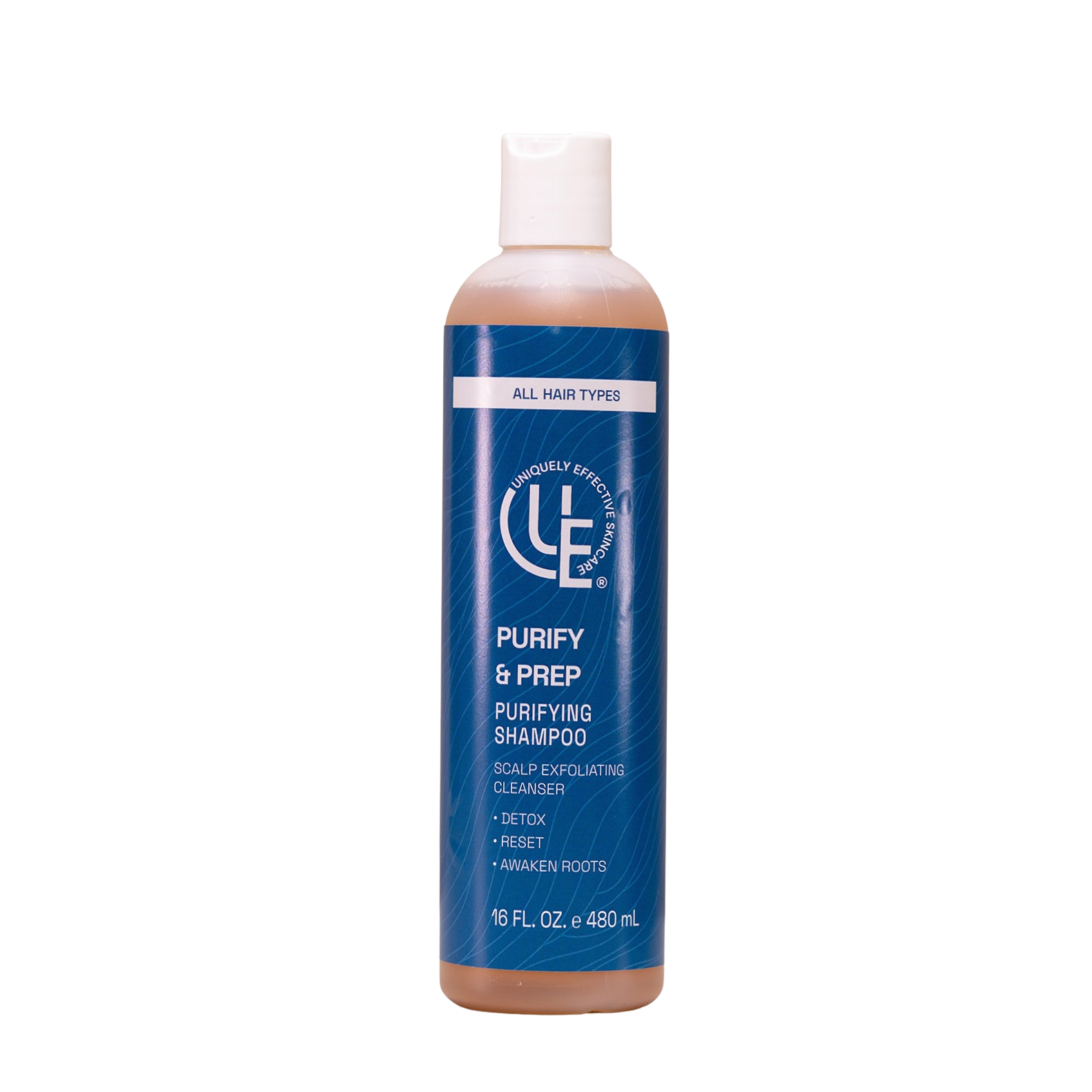 16 oz bottle of Purify and Prep scalp exfoliating shampoo, detox, reset and awaken roots 