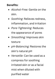 List of Benefits of Relieve Calming Botanical Astringent for dry, sensitive, and mature skin by Uniquely Effective Skincare