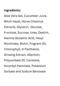 List of Ingredients for Relieve Calming Botanical Astringent for dry, sensitive, and mature skin by Uniquely Effective Skincare