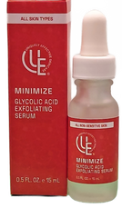 1/2 fl. oz. glass bottle of Uniquely Effective Skincare's Minimize Glycolic Acid Serum for all skin types